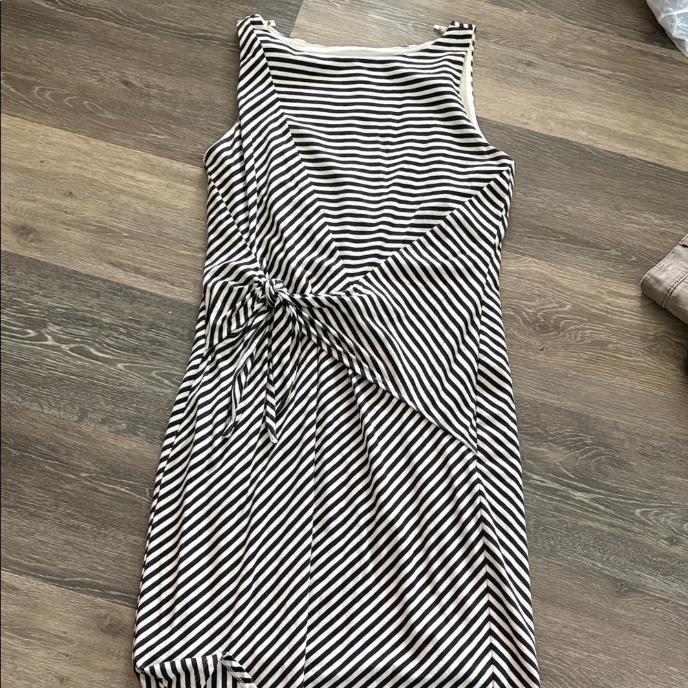 Ann Taylor Black and White Striped Mini Dress